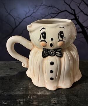 Johanna Parker Kooky Spooky Boy Halloween Ghost Mug Dapper Bowtie Ceramic Cup